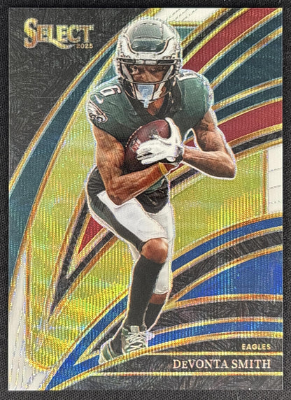 DeVonta Smith 2025 Panini Select Club Level Tri-Color Prizm /249 Eagles front