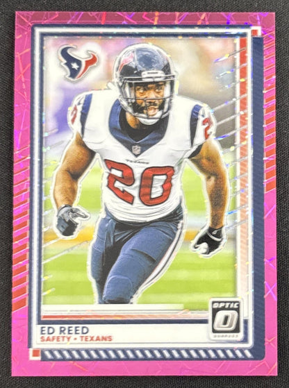 Ed Reed 2025 Panini Donruss Optic Pink Velocity Prizm /99 Texans Sports Trading Card