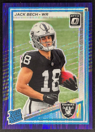 Jack Bech 2025 Panini Donruss Optic Rated Rookie Purple Shock Prizm Raiders Sports Trading Cards