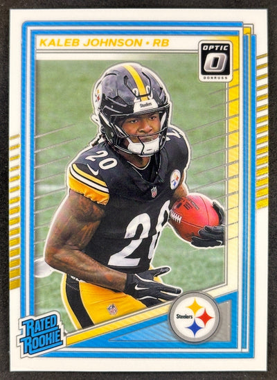 Kaleb Johnson 2025 Optic Donruss Rated Rookie Steelers Sports Trading Card