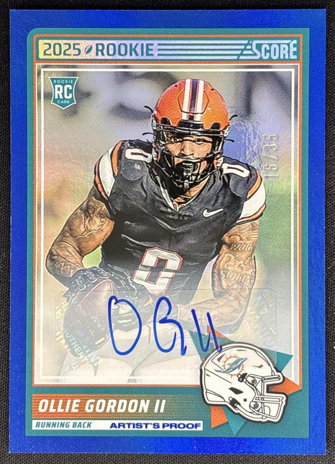 Ollie Gordon II 2025 Panini Score Rookies Signatures Artist's Proof /35 Dolphins