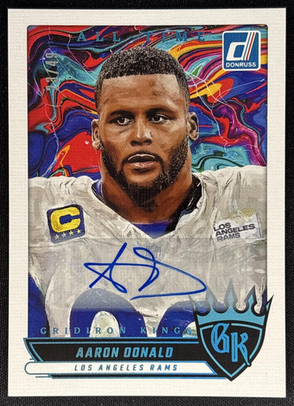 Aaron Donald 2025 Panini Donruss All-Time Gridiron Kings Auto /49 Rams Sports Trading Cards