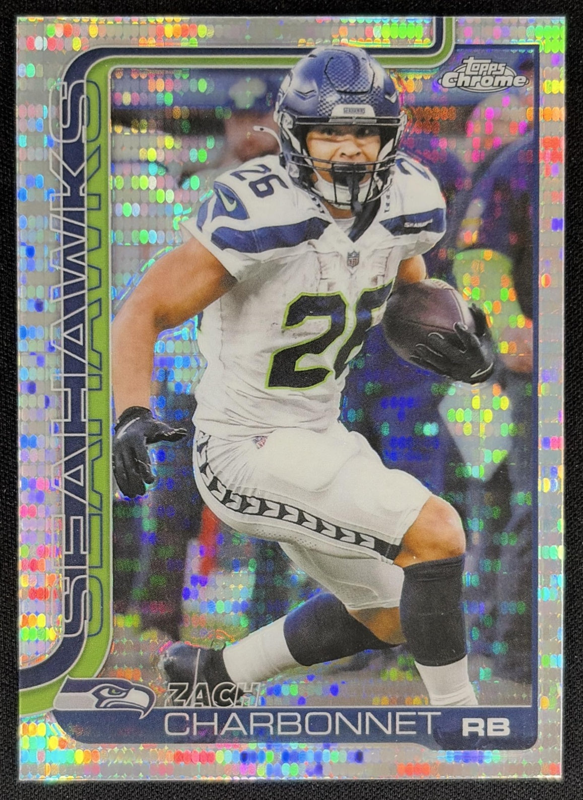 Zach Charbonnet 2025 Topps Chrome Pulsar Refractor Seahawks