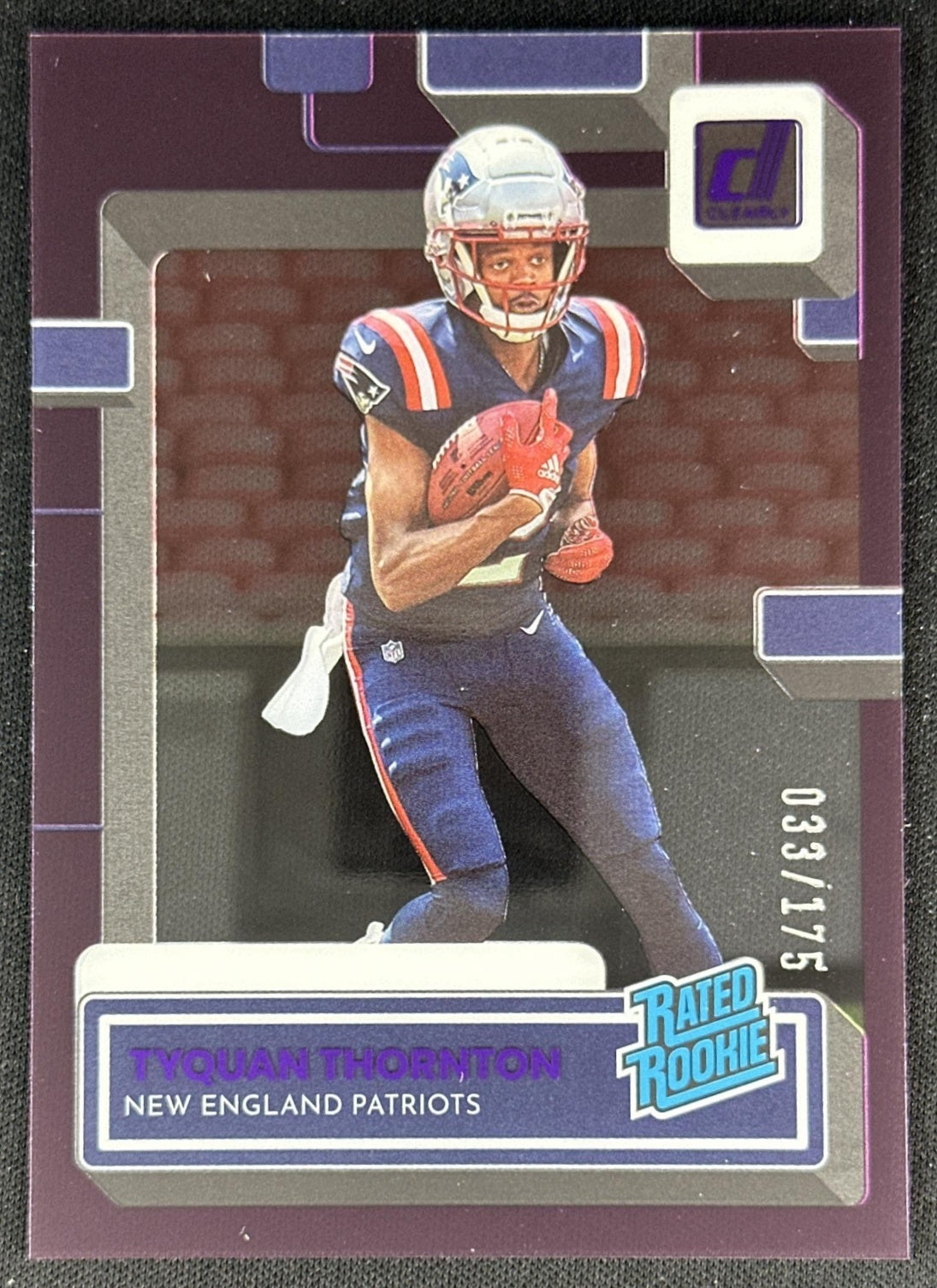 Tyquan Thornton 2022 Clearly Donruss /175 Rated Rookie Patriots Chiefs front