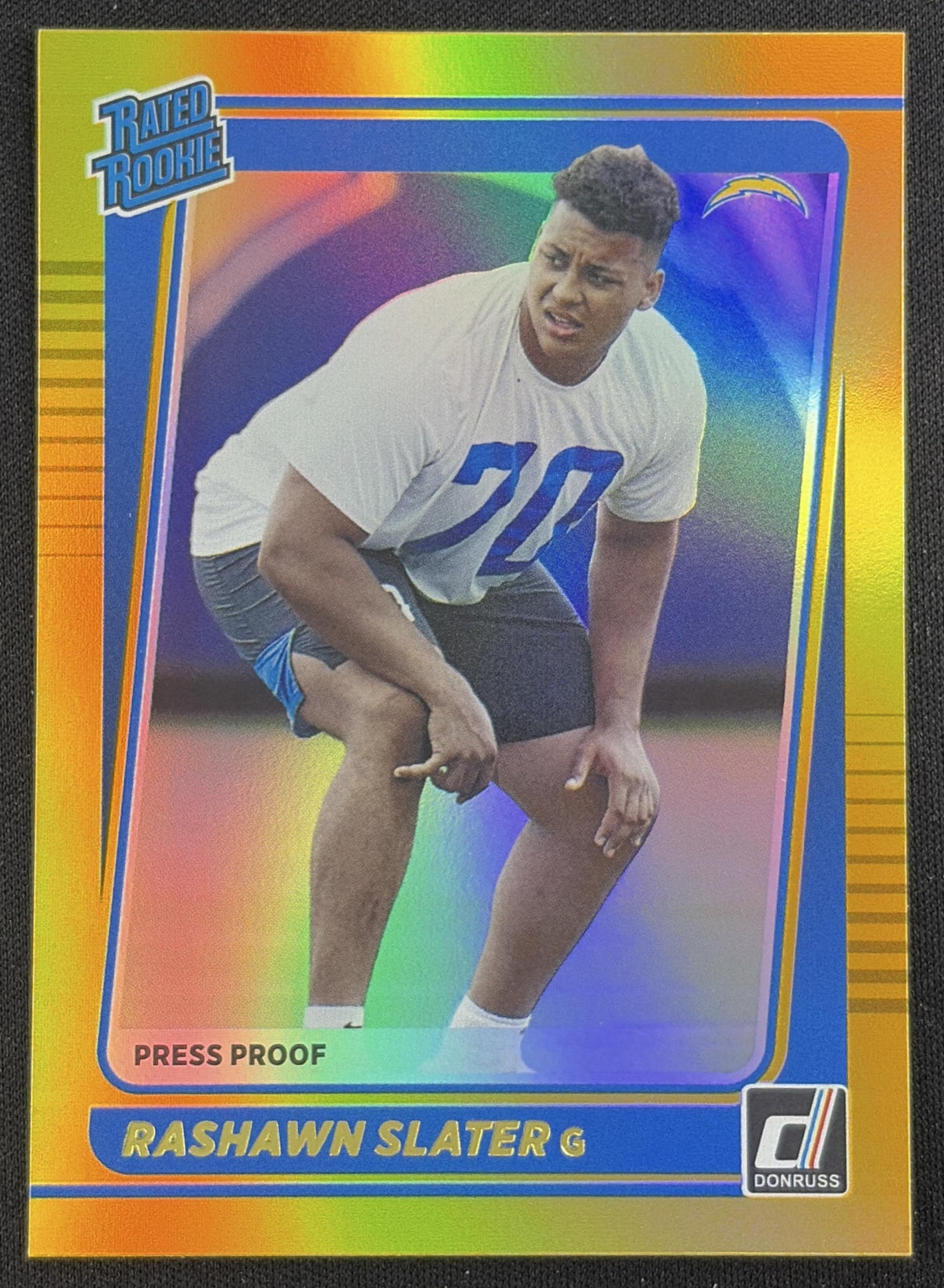 Rashawn Slater 2021 Panini Donruss Press Proof Premium Chargers Sports Trading Card