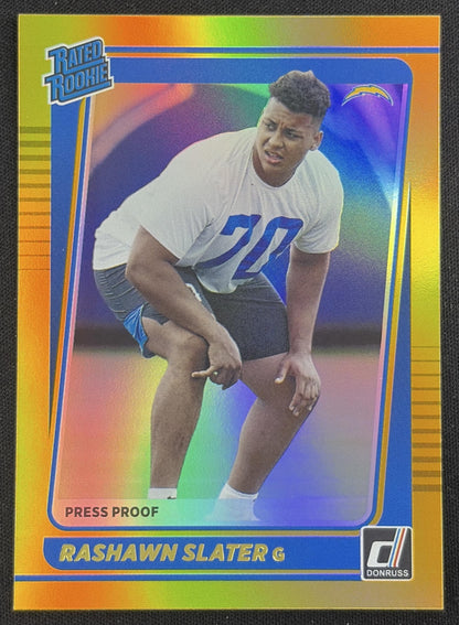 Rashawn Slater 2021 Panini Donruss Press Proof Premium Chargers Sports Trading Card