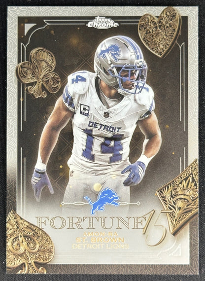 Amon-Ra St. Brown 2025 Topps Chrome Fortune 15 Lions Sports Trading Cards