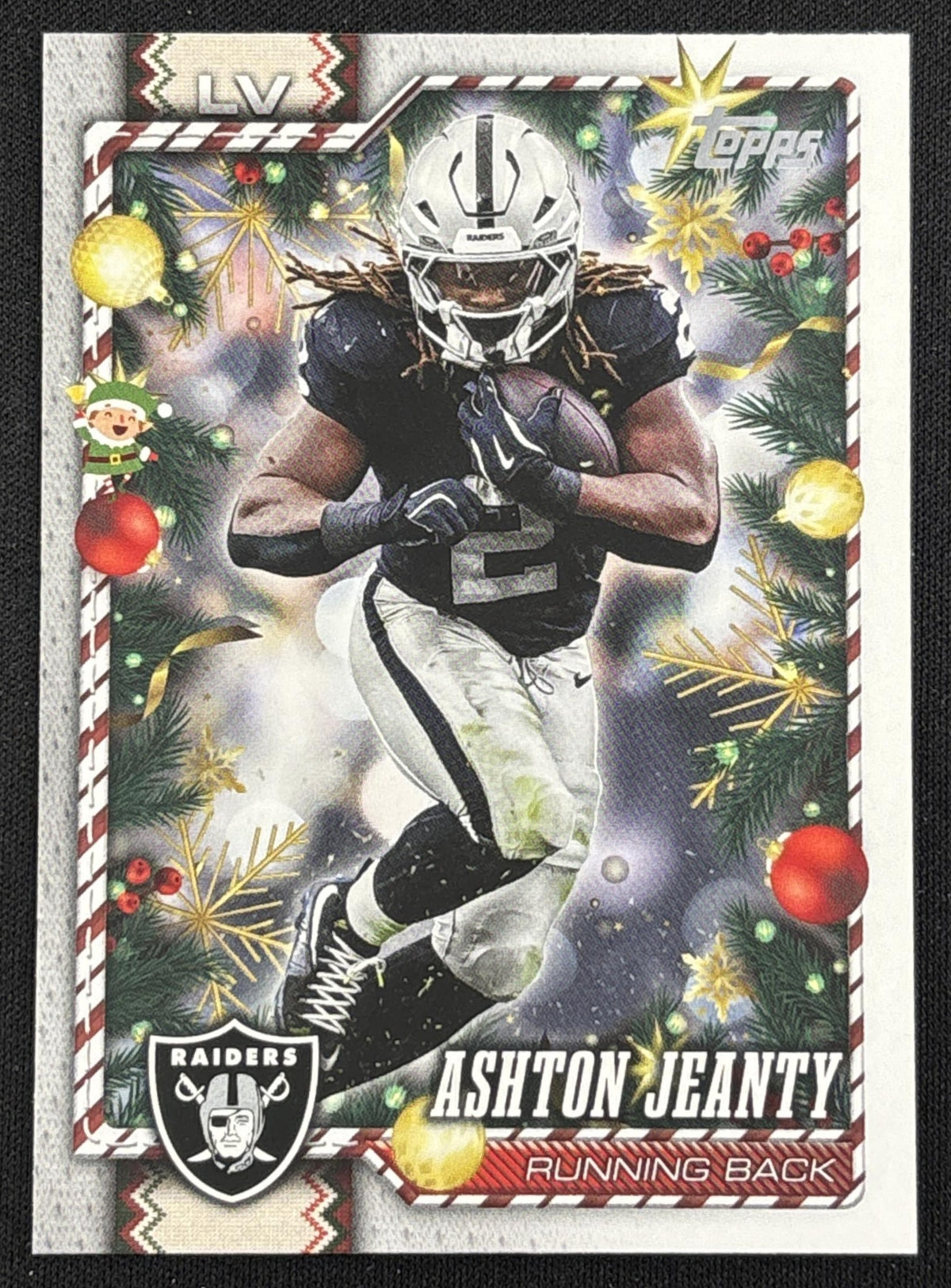 Ashton Jeanty 2026 Topps Holiday Hidden Elf Raiders Sports Trading Card