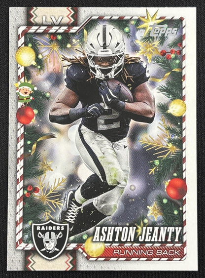Ashton Jeanty 2026 Topps Holiday Hidden Elf Raiders Sports Trading Card