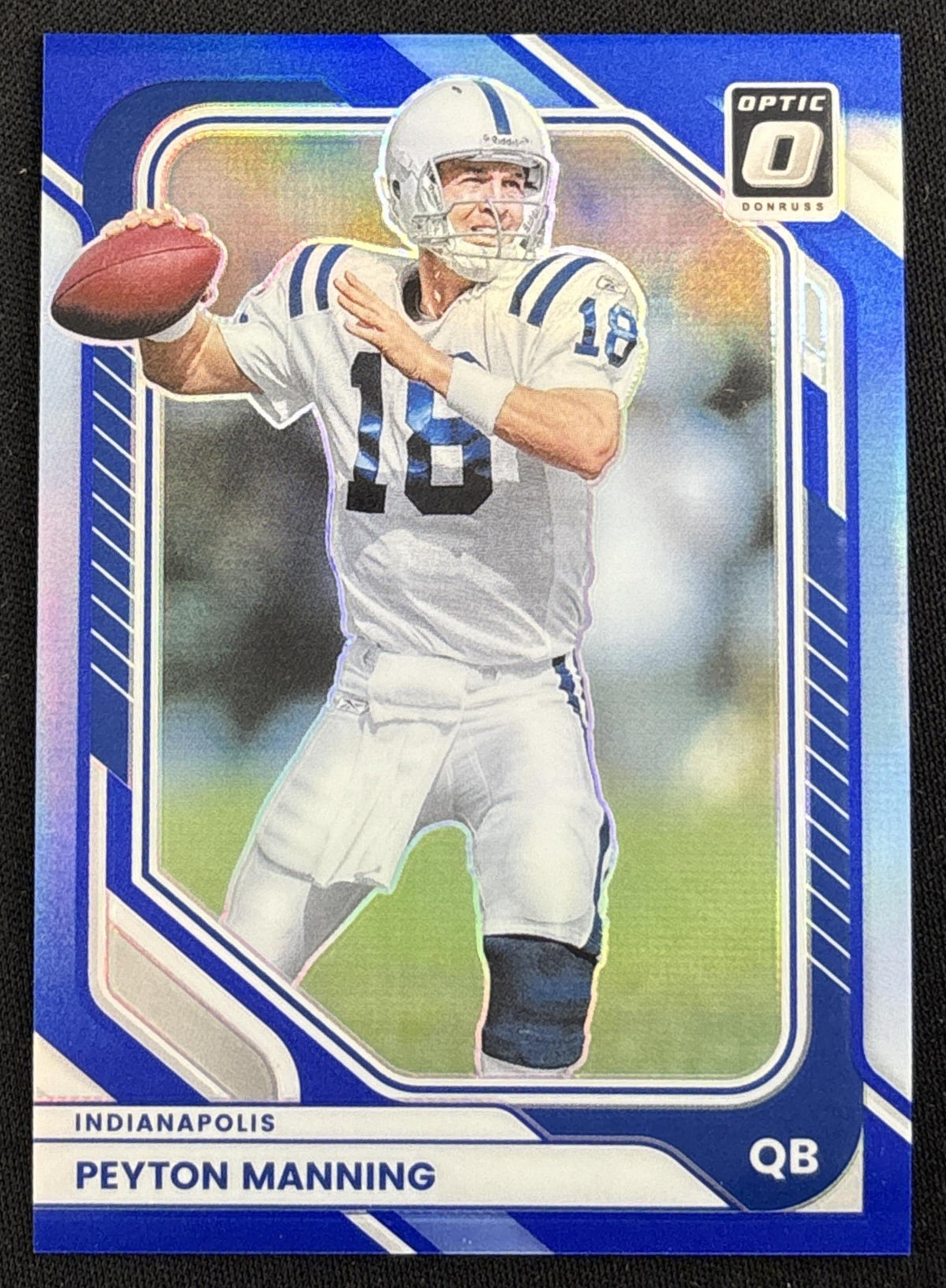 Peyton Manning 2026 Panini Donruss Optic Blue /49 Colts sports trading card front