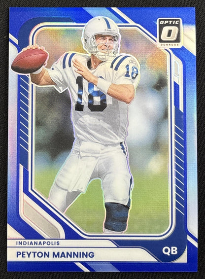 Peyton Manning 2026 Panini Donruss Optic Blue /49 Colts sports trading card front