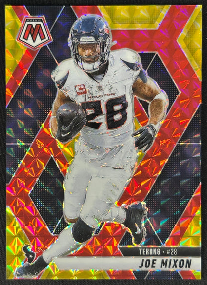 Joe Mixon 2025 Mosaic Choice Fusion Red & Yellow Prizm /89 Texans sports trading card