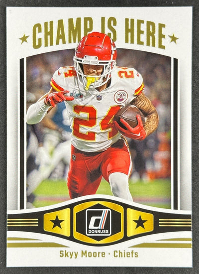 Skyy Moore 2023 Donruss Champ is Here Chiefs Sports Trading Card