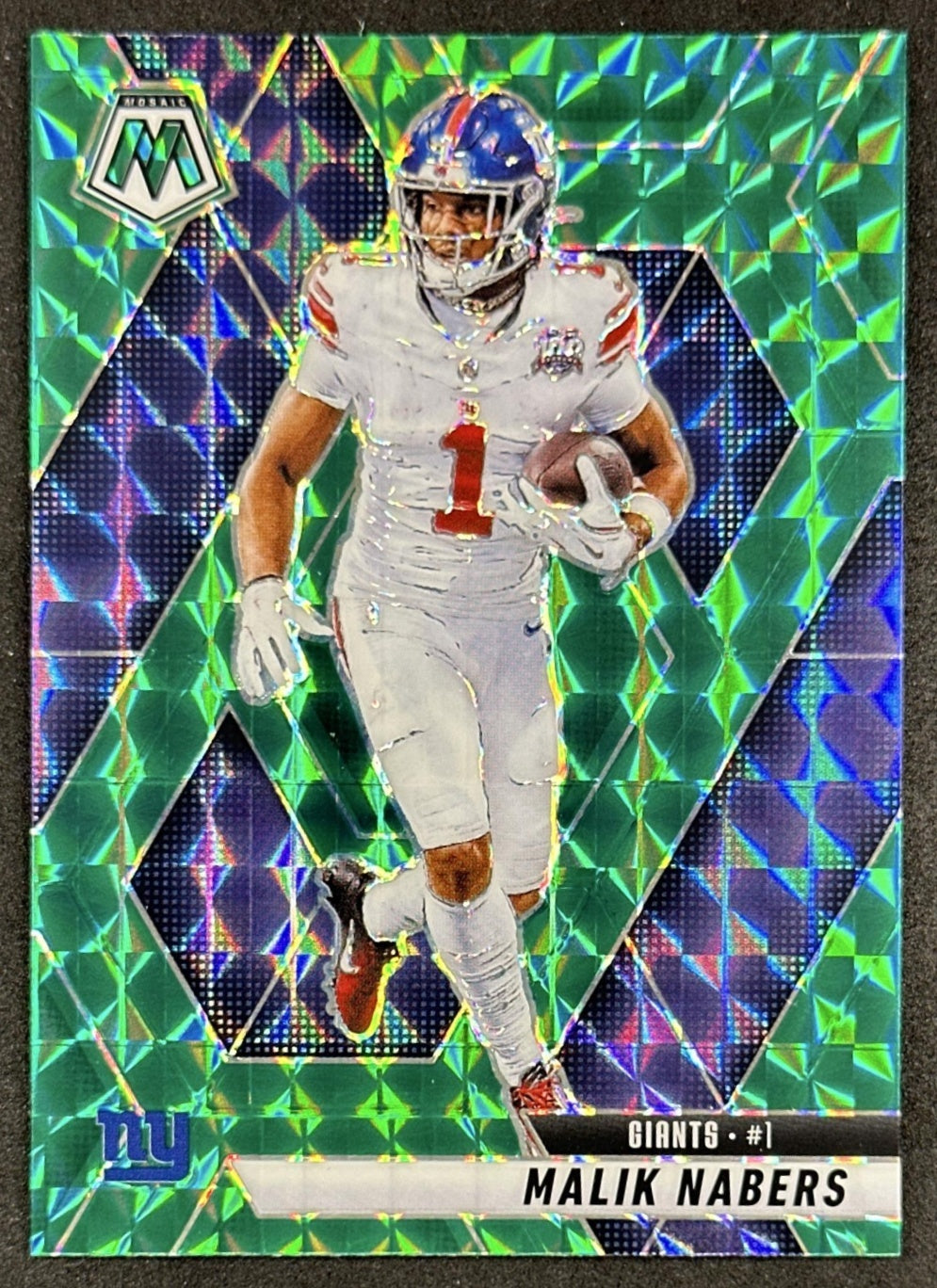 Malik Nabers 2025 Panini Mosaic Green Prizm Giants front sports trading card