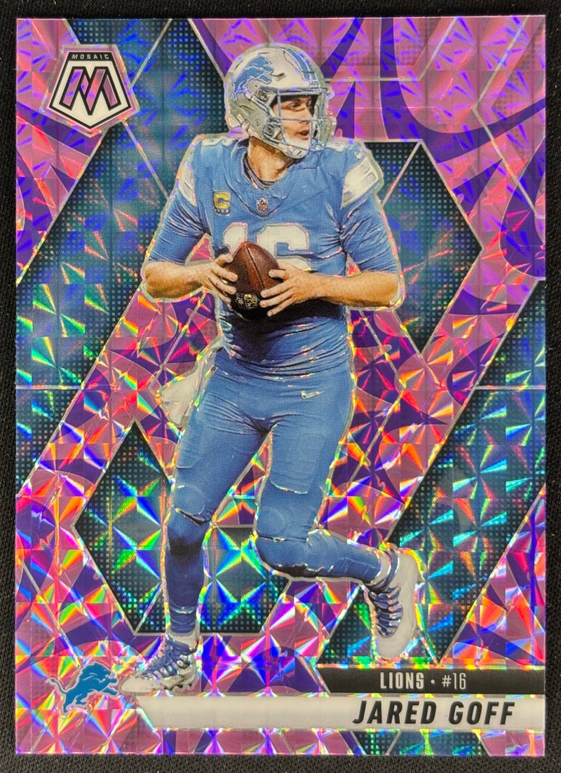 Jared Goff 2025 Mosaic Reactive Purple Prizm Lions