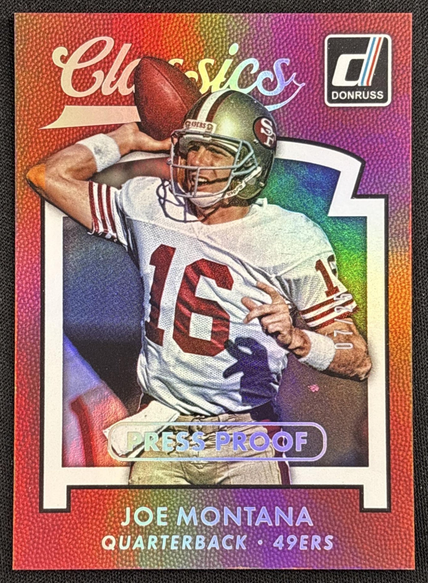 Joe Montana 2015 Panini Donruss Press Proof Silver /25 49ers Sports Trading Card