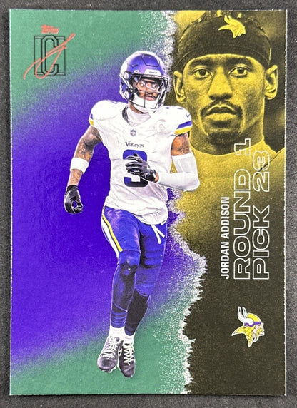 Jordan Addison 2025 Topps Signature Class Veteran Green & Purple Foil Vikings