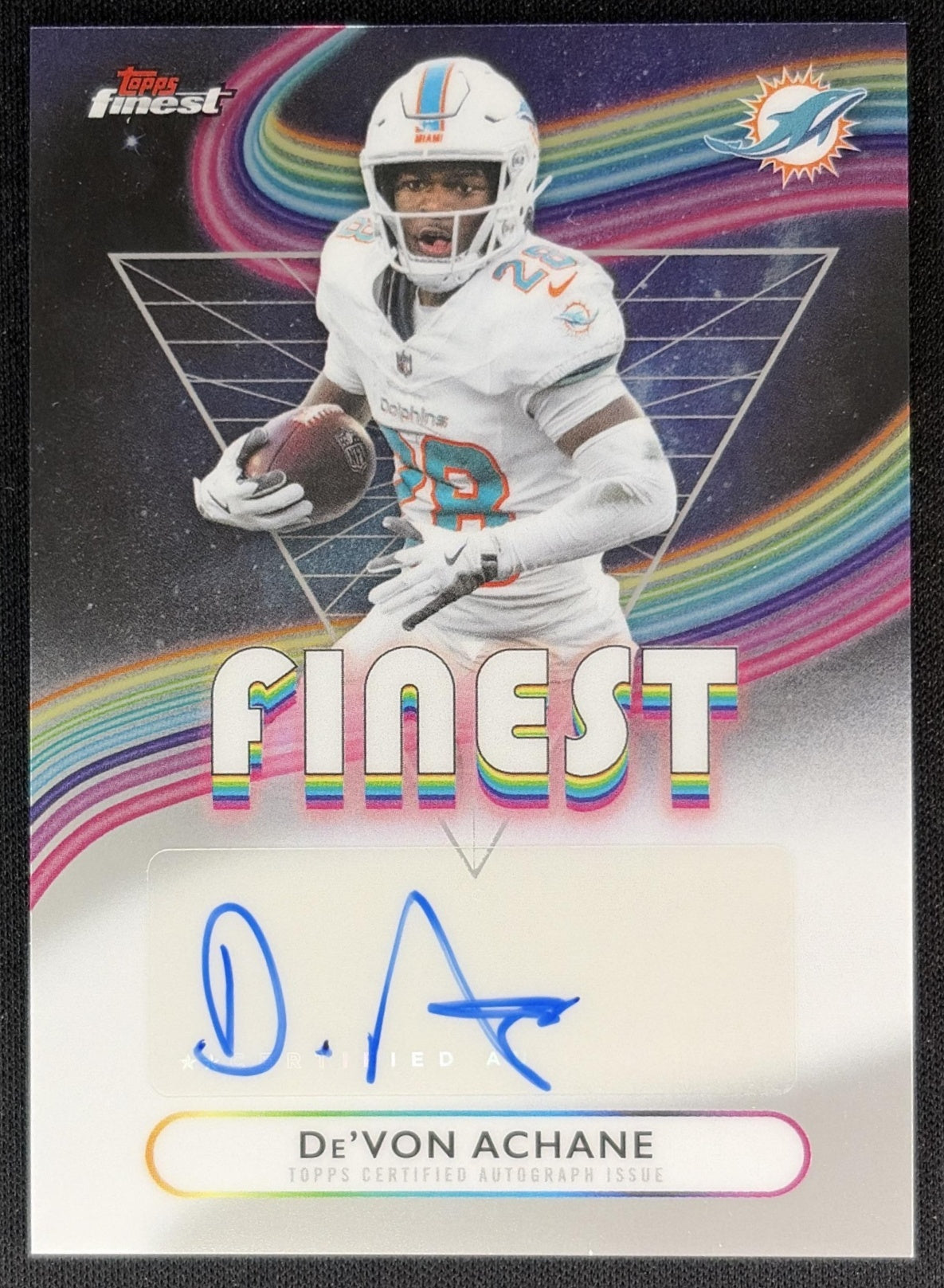 De'Von Achane 2025 Topps Finest Auto Dolphins Front
