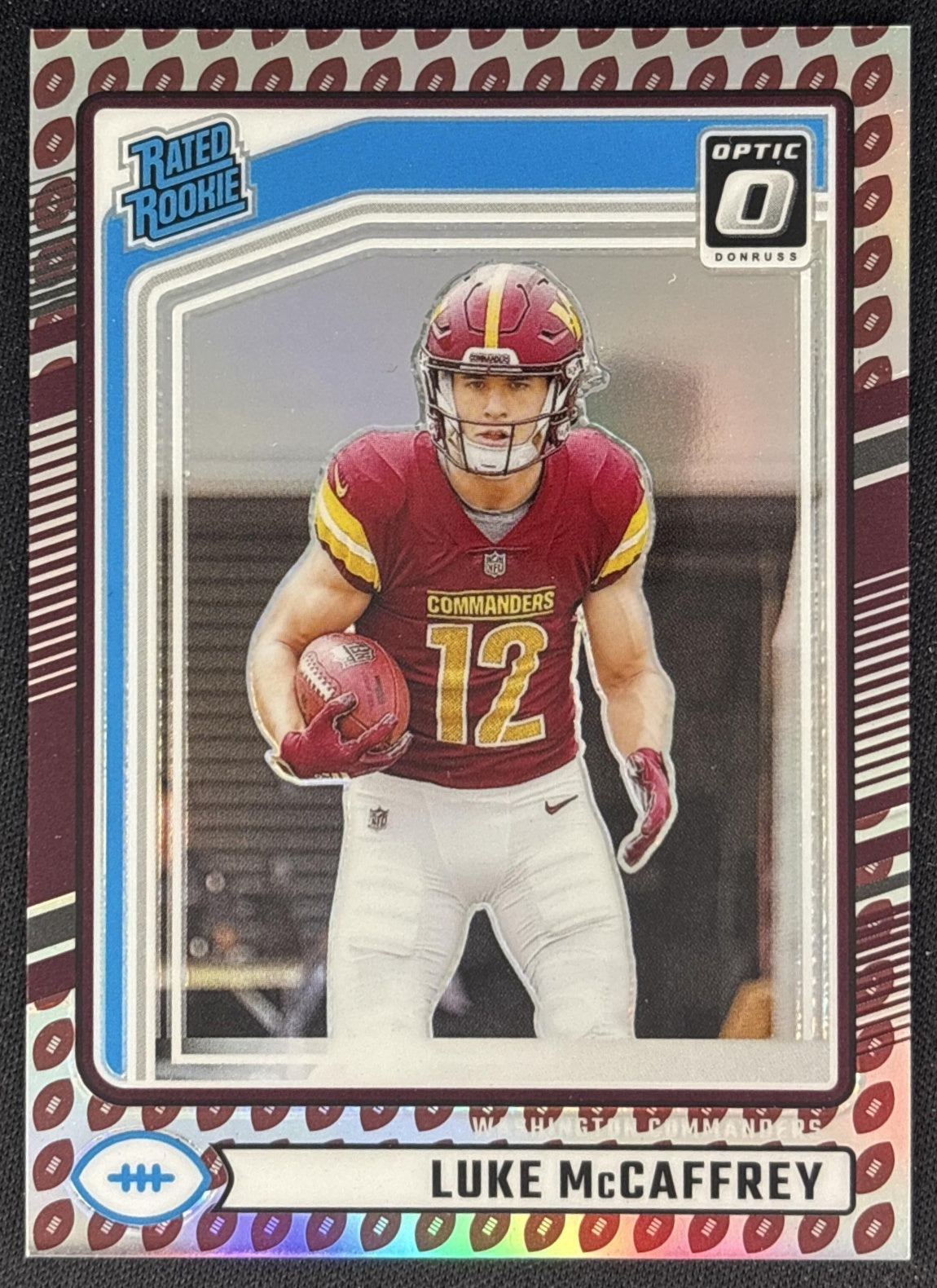 Luke McCaffrey 2024 Donruss Optic Rated Rookie Preview Football Emoji Commanders