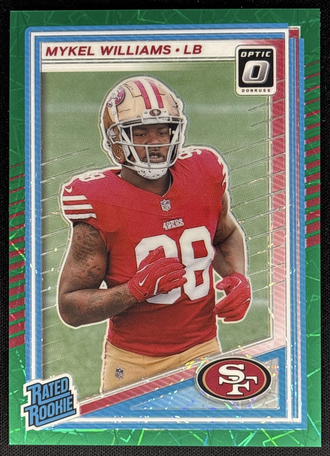Mykel Williams 2025 Panini Donruss Optic Rated Rookie Green Velocity Prizm 49ers front