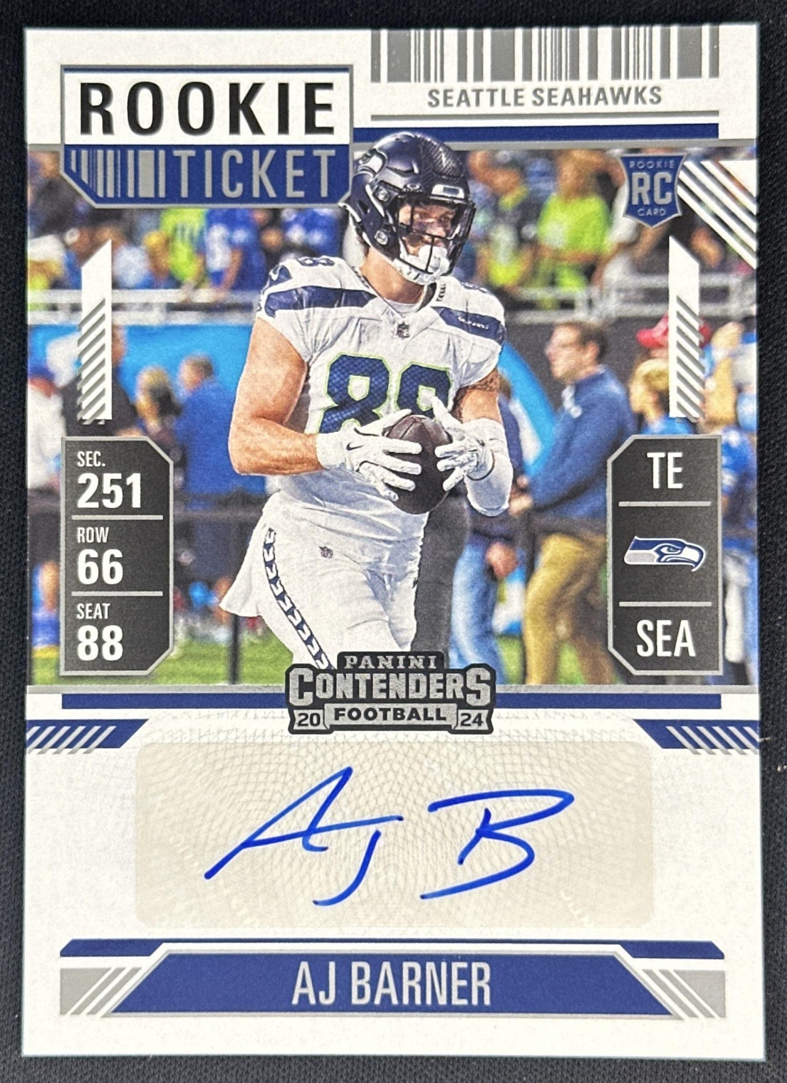 AJ Barner 2024 Panini Contenders Rookie Ticket Auto Seahawks Sports Trading Cards
