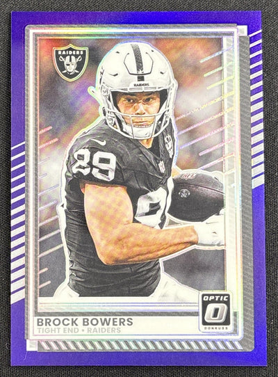 Brock Bowers 2025 Panini Donruss Optic Purple Prizm /60 Raiders Sports Trading Card