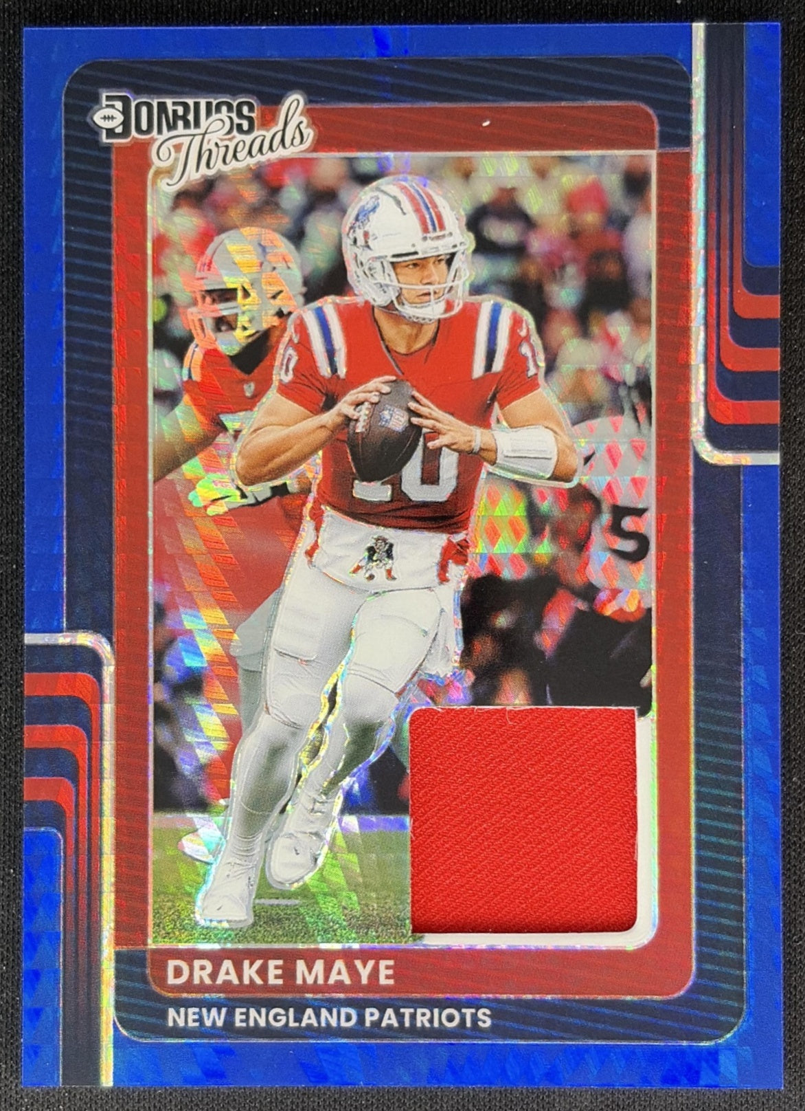 Drake Maye 2025 Panini Donruss Optic Threads Blue Hyper Prizm Patriots Sports Trading Cards