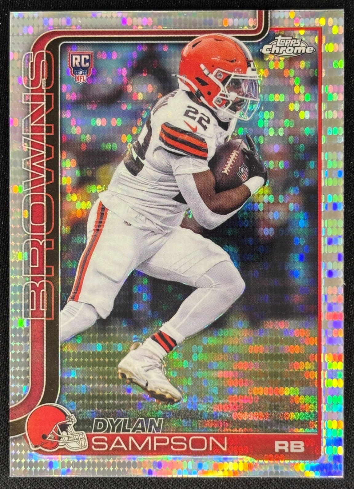 Dylan Sampson 2025 Topps Chrome Rookie Pulsar Refractor Browns Sports Trading Cards