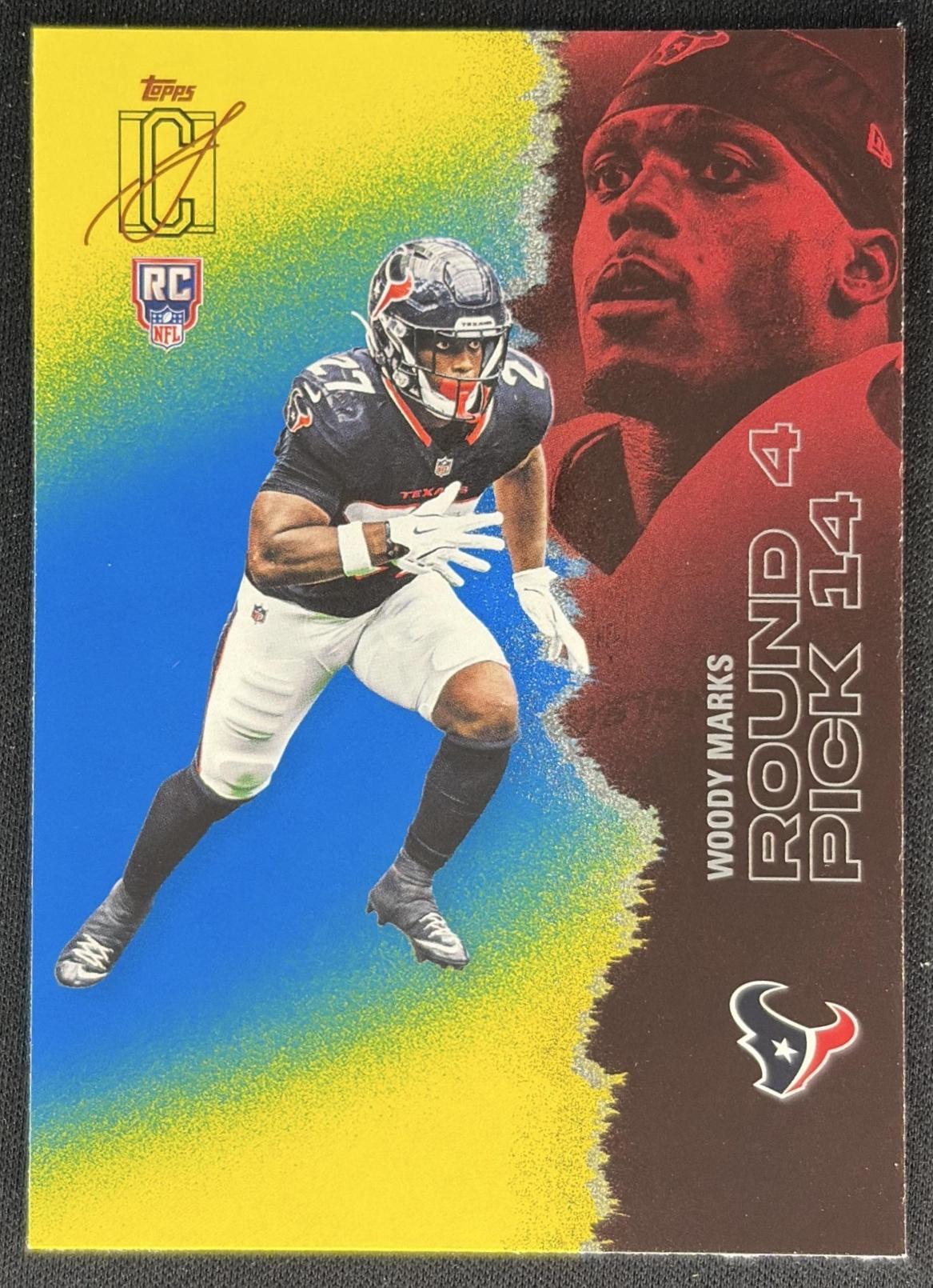 Woody Marks 2025 Topps Signature Class Rookie Blue & Yellow Foil Texans front