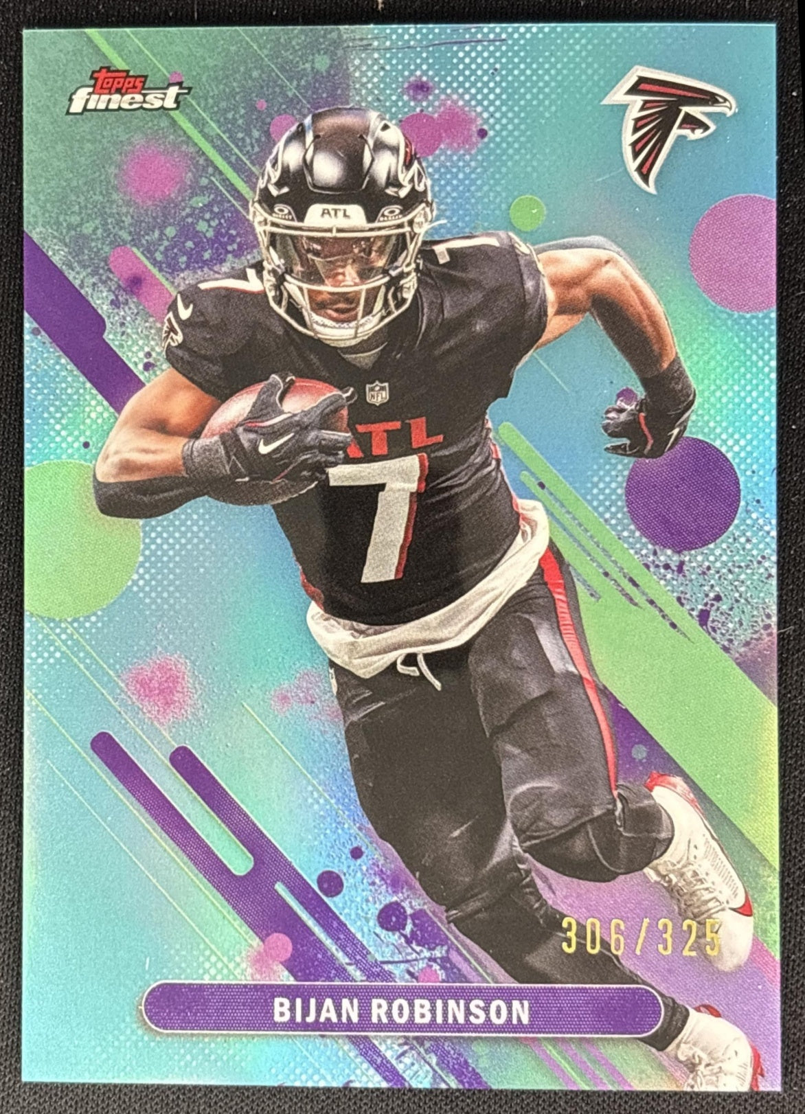 Bijan Robinson 2025 Topps Finest Sky Blue Refractor /325 Falcons