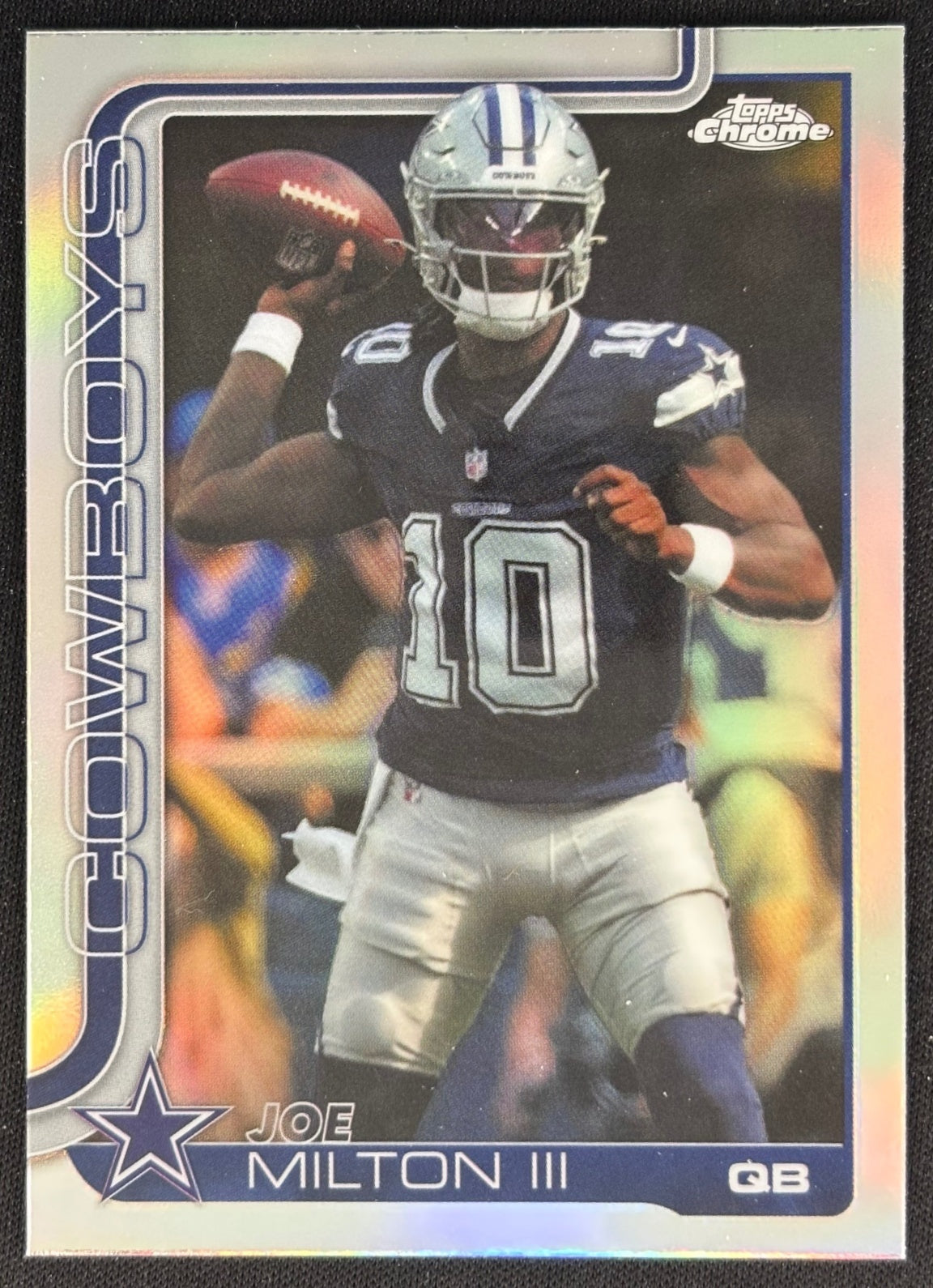 Joe Milton III 2025 Chrome Refractor Cowboys Sports Trading Cards