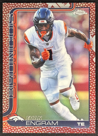 Evan Engram 2025 Topps Chrome Football Leather Refractor Broncos Default Title Sports Trading Cards
