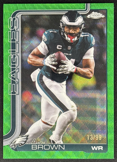 A.J. Brown 2025 Topps Chrome Green Lava Refractor /99 Eagles Patriots Default Title Sports Trading Cards