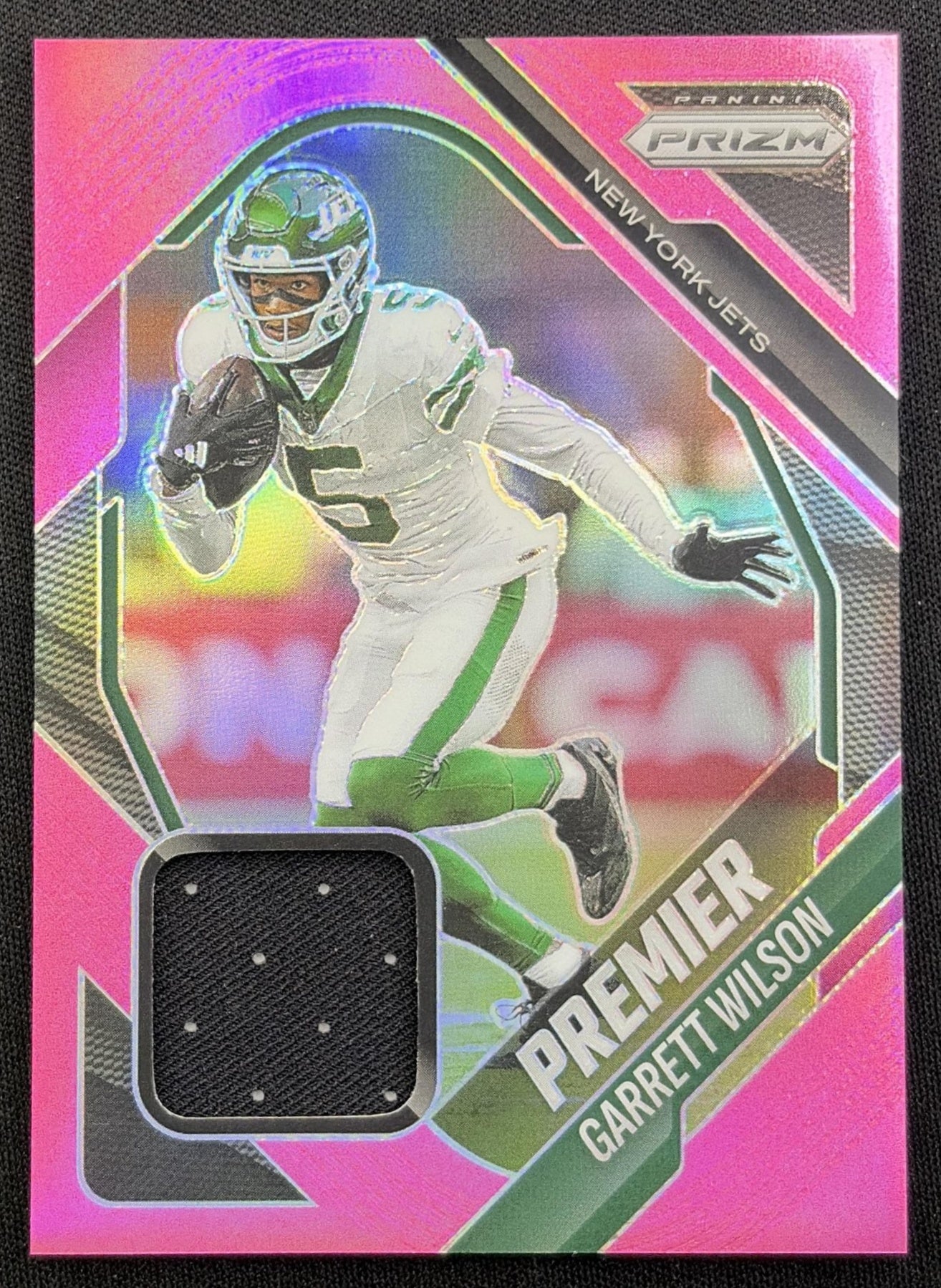 Garrett Wilson 2025 Panini Prizm Premier Jerseys Pink Jets