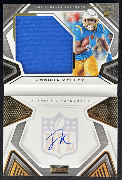 Joshua Kelley 2020 Panini Playbook Gold Patch Auto Booklet /99 Chargers