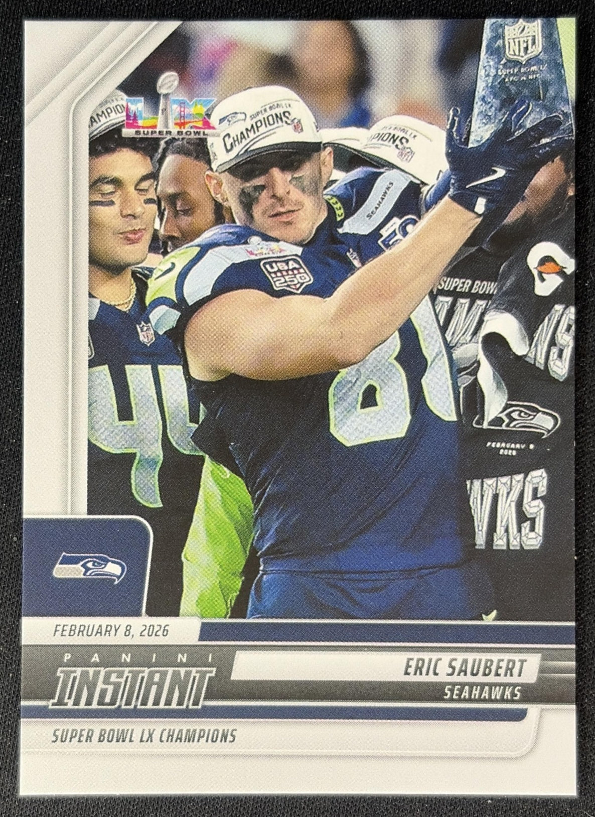 Eric Saubert 2026 Panini Instant Super Bowl LIX Champions Seattle Seahawks front