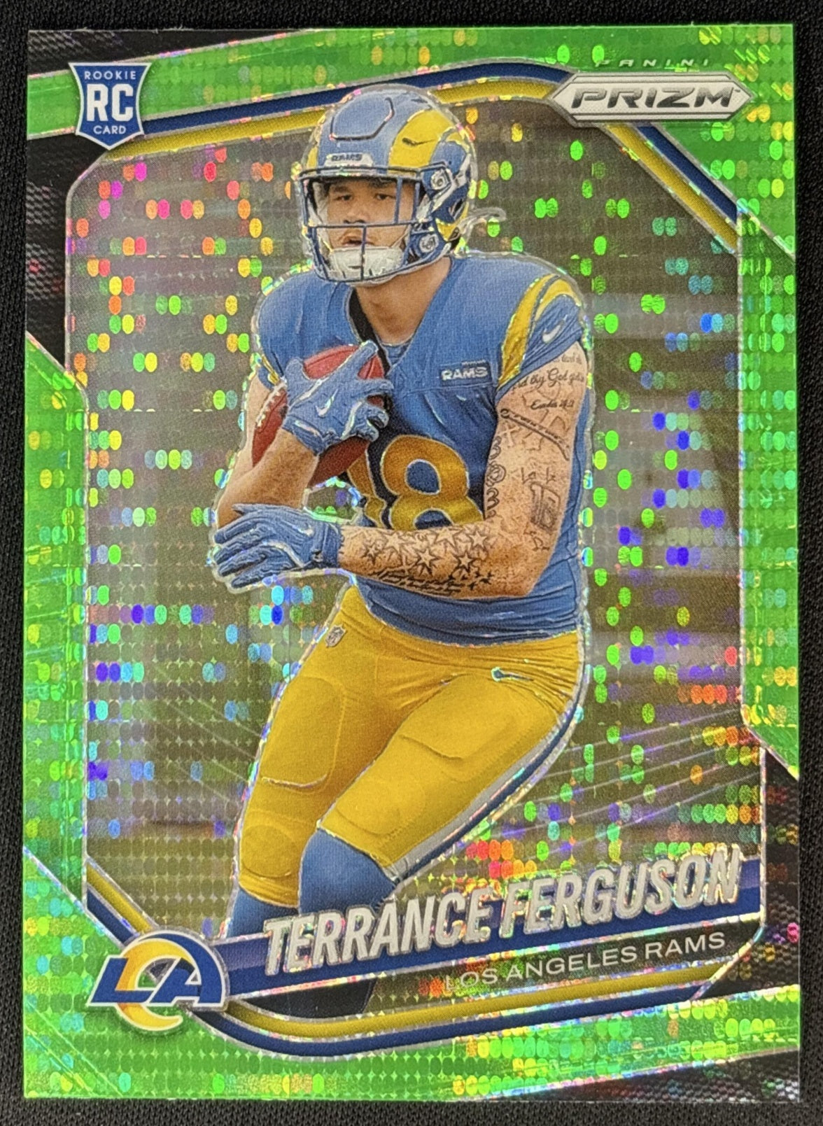 Terrance Ferguson 2025 Panini Prizm Neon Green Pulsar Rams