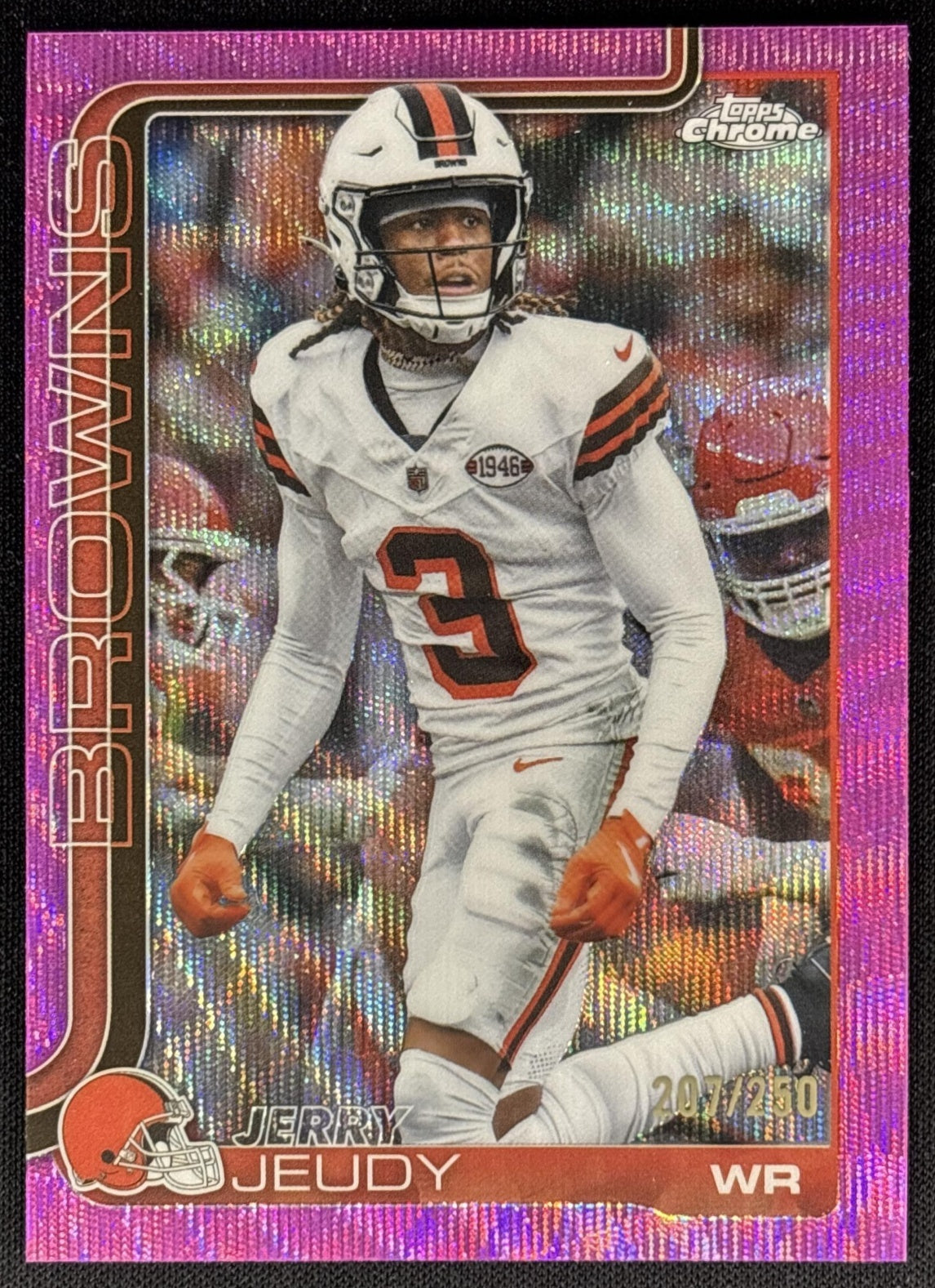 Jerry Jeudy 2025 Topps Chrome Pink Wave Refractor /250 Browns Default Title Sports Trading Cards