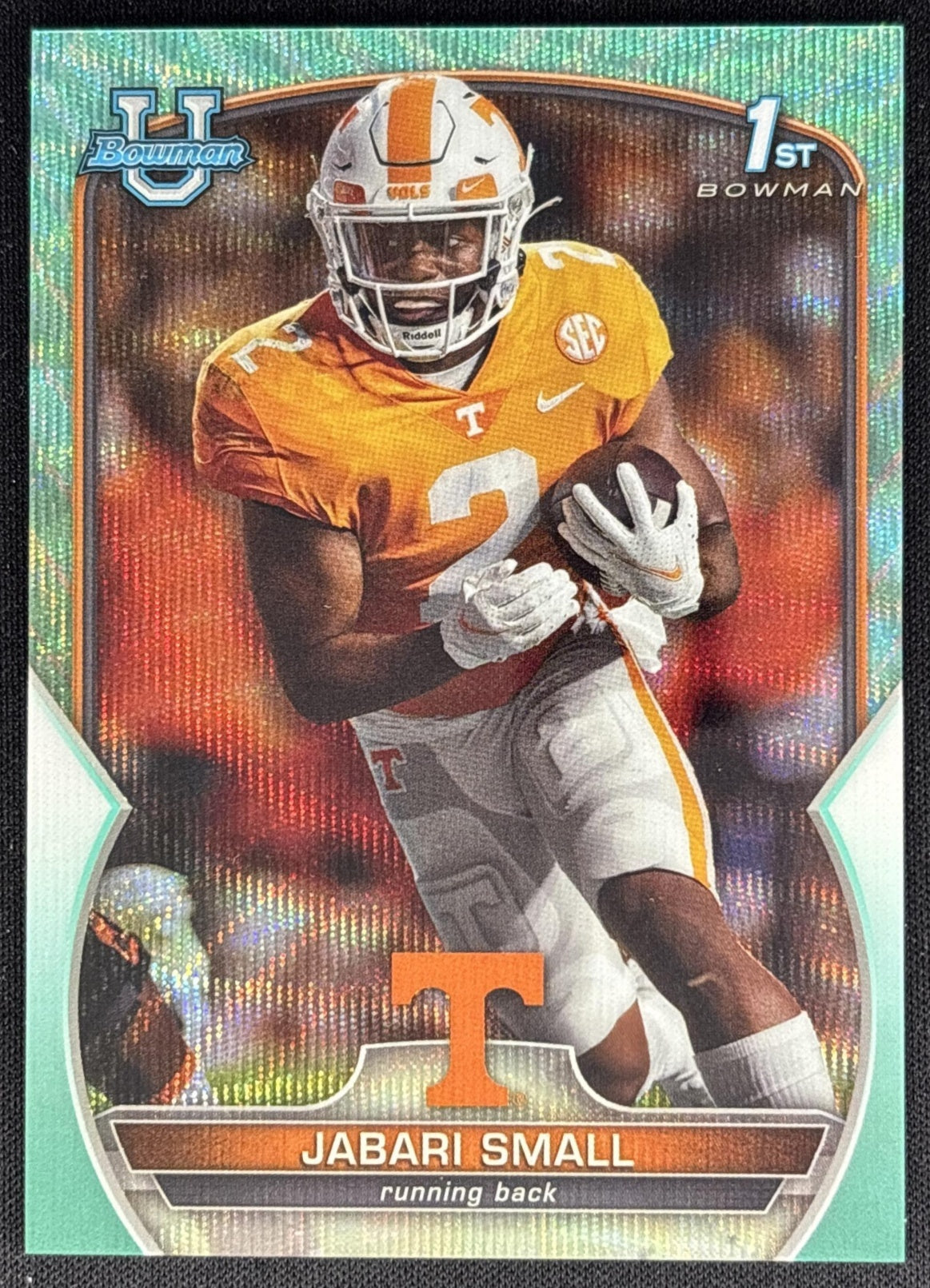 Jabari Small 2022 Bowman University Chrome Aqua Wave Refractor /299 Volunteers front