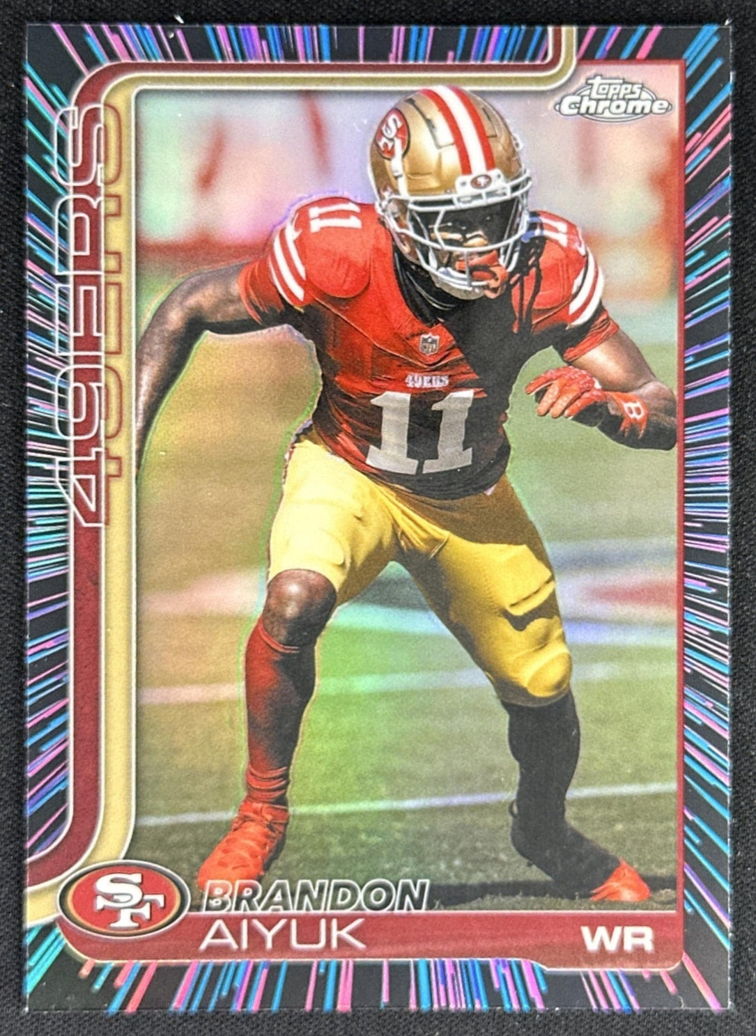 Brandon Aiyuk 2025 Topps Chrome Neon Pulse Refractor 49ers