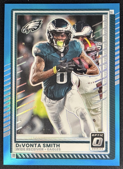 DeVonta Smith 2025 Panini Donruss Optic Aqua Prizm /349 Eagles Sports Trading Cards