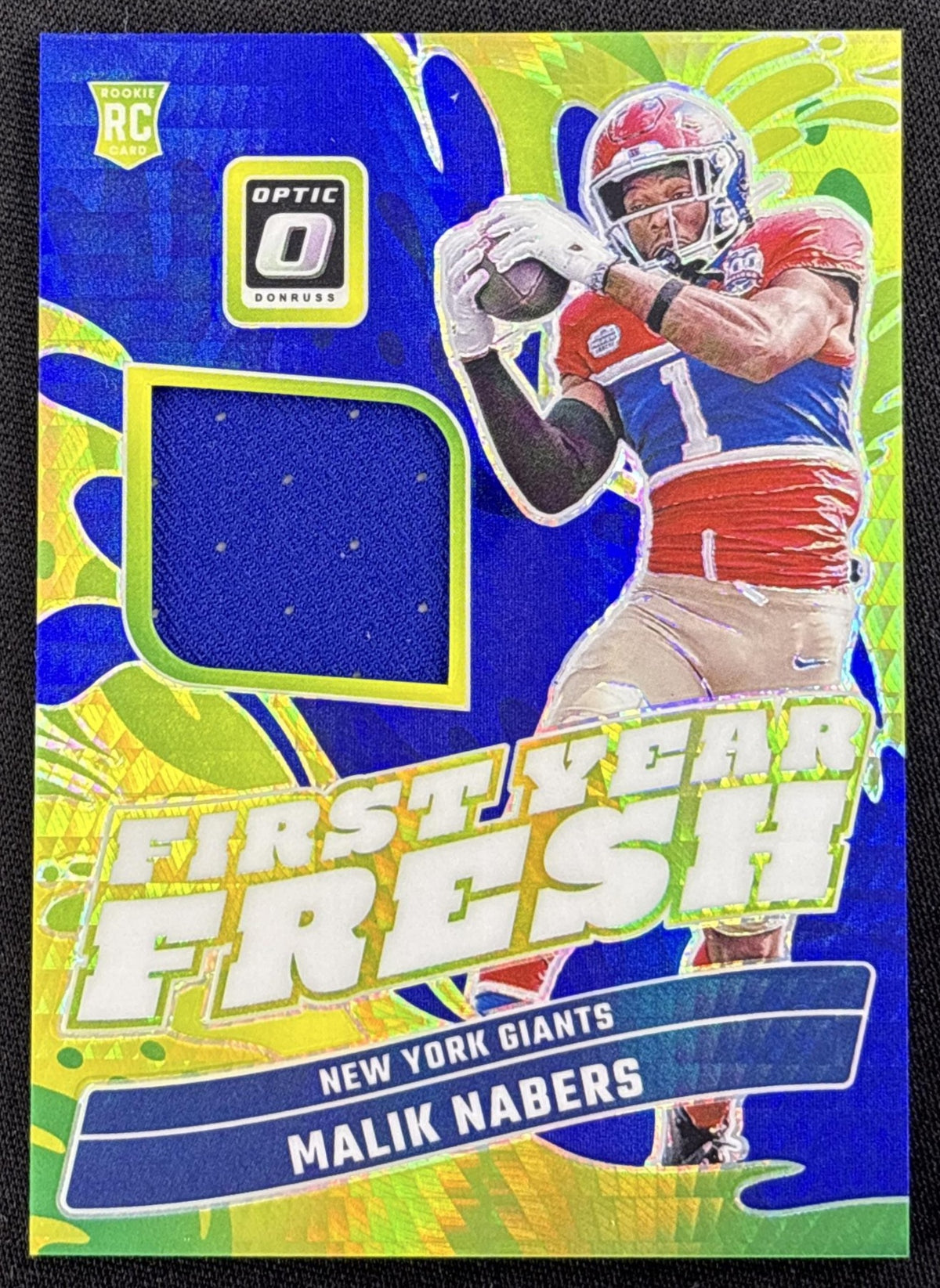 Malik Nabers 2024 Panini Donruss Optic First Year Fresh Blue Hyper Giants