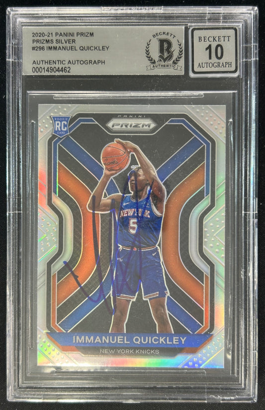 Immanuel Quickley 2020 Panini Prizm Silver In Person Auto Beckett Authentic Auto 10 Default Title Sports Trading Card