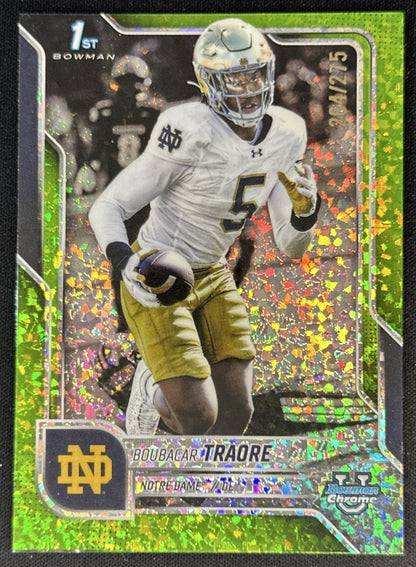Boubacar Traore 2025 Chrome University Prospects Lime Green Mini-Diamond Refractor /275 Fighting Irish