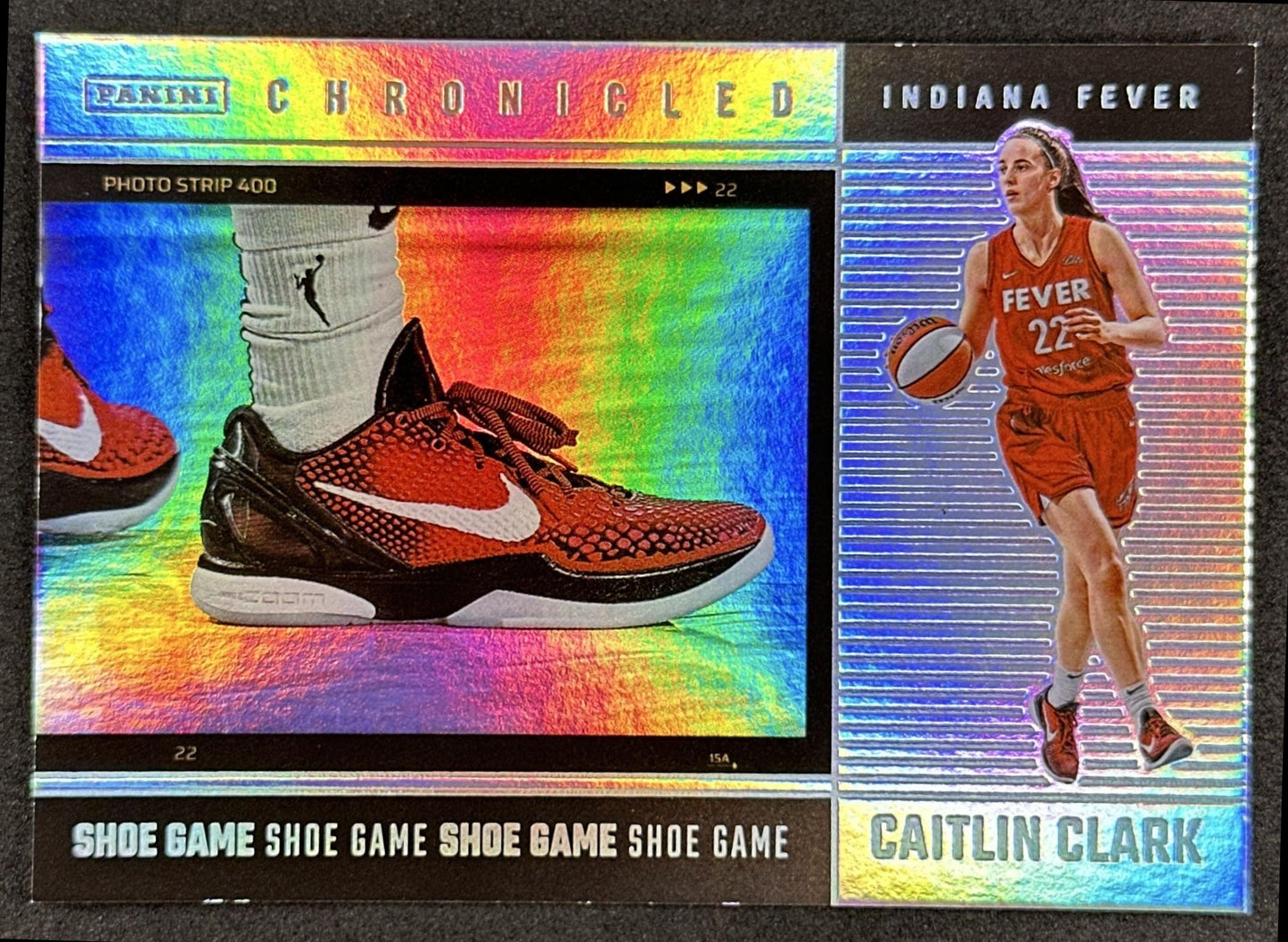 Caitlin Clark 2025 Panini Chronicled Shoe Game Holo Fever 73 Indiana Fever