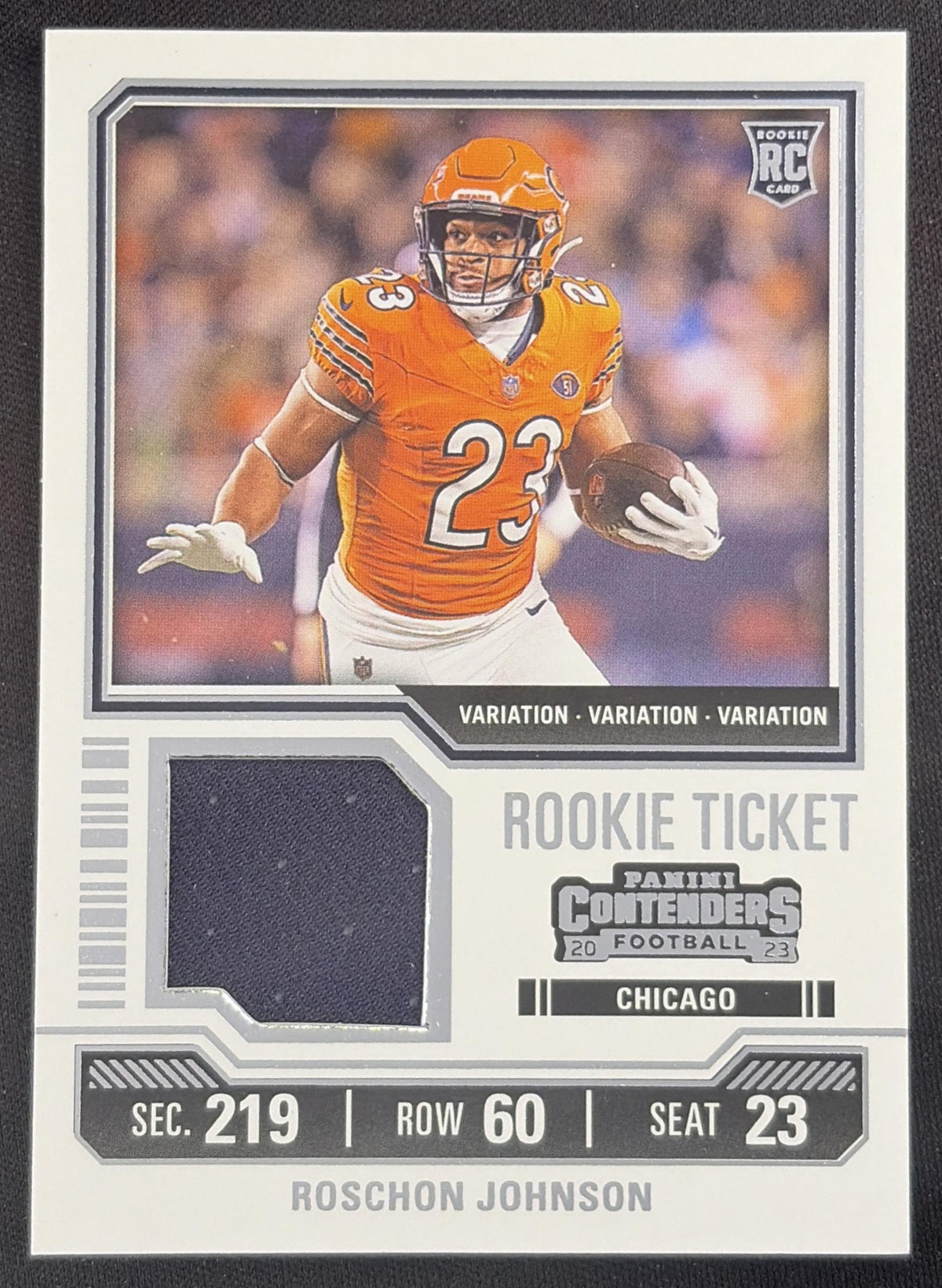 Roschon Johnson 2023 Panini Contenders Rookie Ticket Swatches Variations Bears