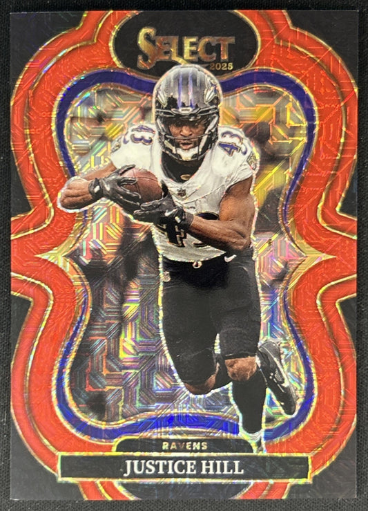 Justice Hill 2025 Panini Select Suite Level Red Prizm /49 Ravens