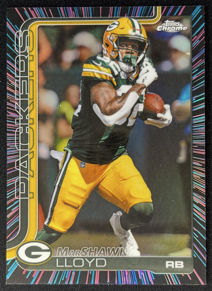 MarShawn Lloyd 2025 Topps Chrome Neon Pulse Refractor Packers Sports Trading Cards