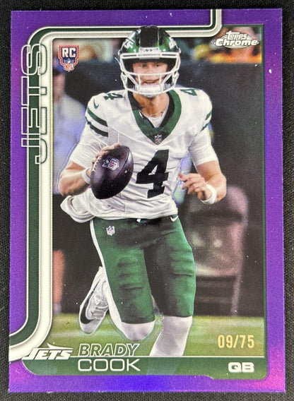 Brady Cook 2025 Topps Chrome Rookie Purple Refractor /75 Jets