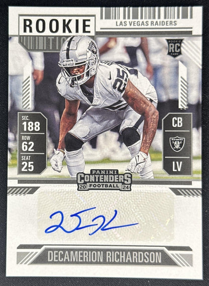 Decamerion Richardson 2024 Panini Contenders Rookie Ticket Auto Raiders Default Title Sports Trading Cards
